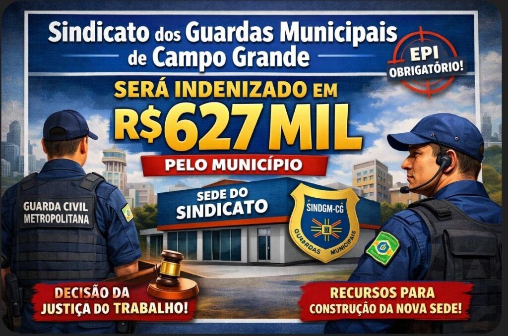 Sindicato dos Guardas Municipais de Campo Grande será indenizado em 627 mil pelo Município