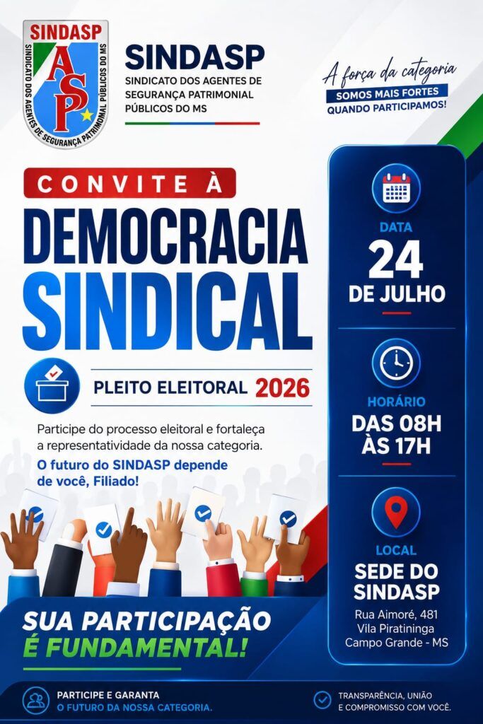 Eleições do SINDASP entram na reta final e sindicato convoca filiados para participarem do pleito no dia 24 de julho